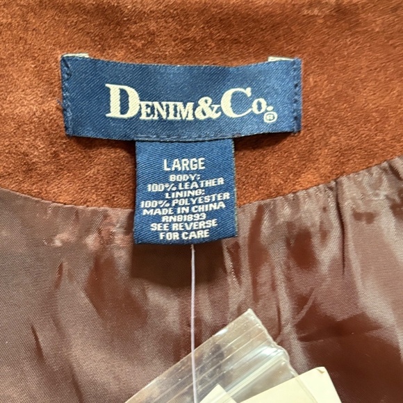 Denim & Co Womens Large Multicolor Leather Patchwork Jacket w/Crochet Seams - Picture 8 of 12